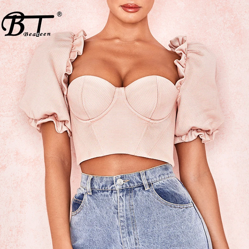 Beateen 2019 New Sexy Women Square Neck Puff Short Sleeves Push Up Crop Top Back Zipper Night Club Party Clothing
Beateen 2019 New Sexy Women Square Neck Puff Short Sleeves Push Up Crop Top Back Zipper Night Club Party Clothing