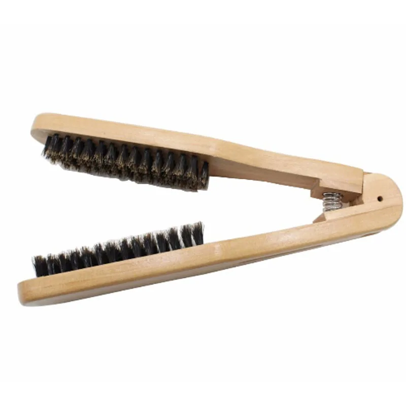 

1 Pc V-shaped Straightening Comb High Standard Wood Handle Natural Boar Bristle Hair Brush Fluffy Comb Hairdressing Barber Tool