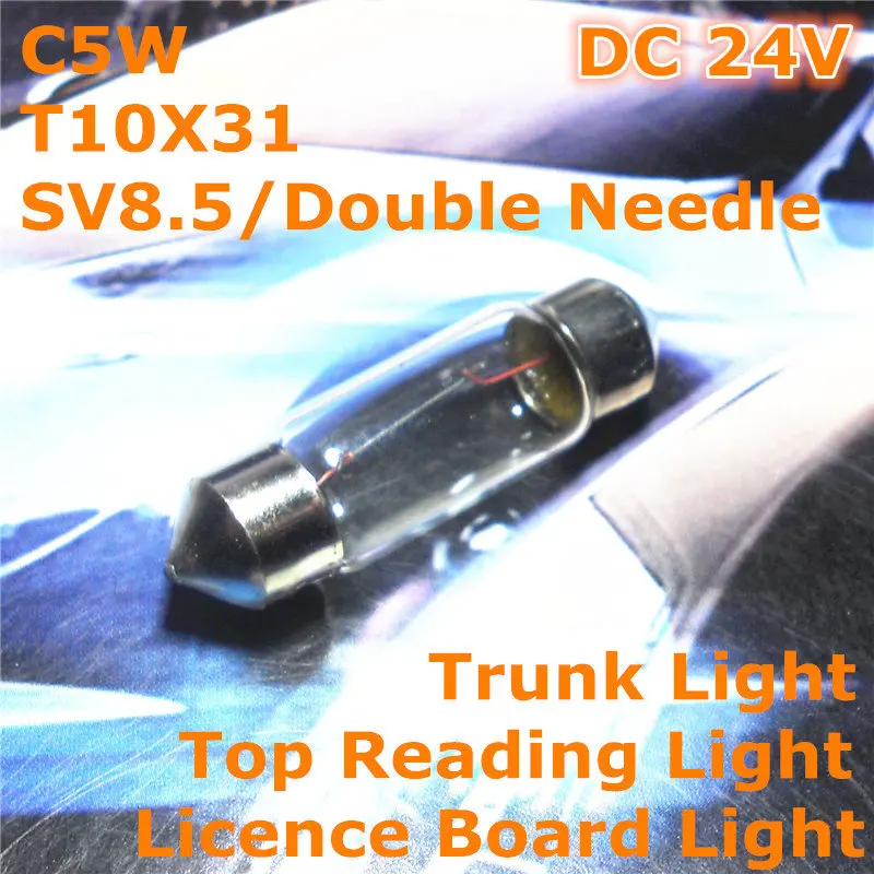 24V General Halogen Warm White Car Lamp Bulb Double Tip 31mm C5W T10 SV8.5 for Top Reading Light Trunk Light
24V General Halogen Warm White Car Lamp Bulb Double Tip 31mm C5W T10 SV8.5 for Top Reading Light Trunk Light