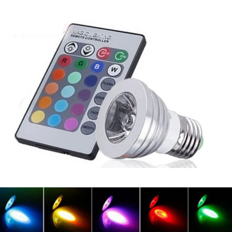 Светодиодная лампа E27 RGB с дистанционным управлением, 3 Вт, 85 ~ 265 В переменного тока, 16 меняющихся цветов
Светодиодная лампа E27 RGB с дистанционным управлением, 3 Вт, 85 ~ 265 В переменного тока, 16 меняющихся цветов