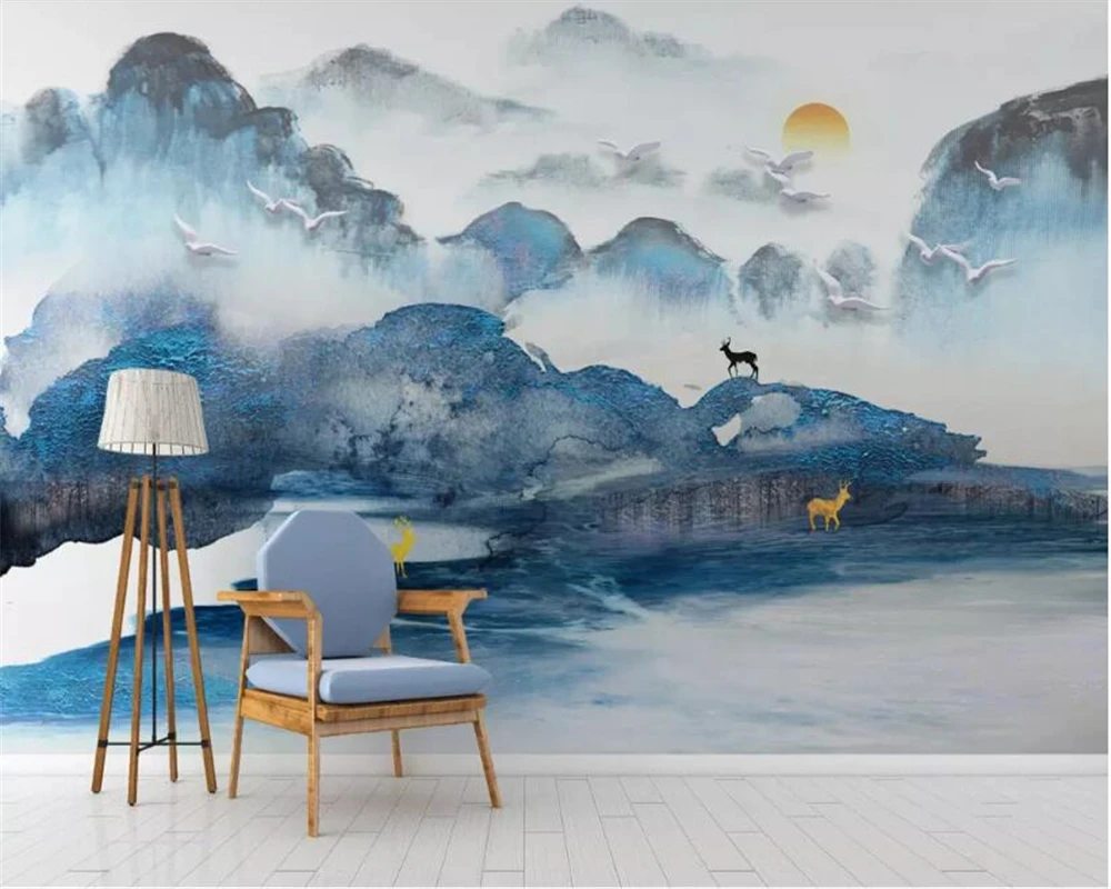 Beibehang Custom fashion classic decorative painting wall paper new Chinese ink landscape Marble deer background 3d wallpaper
Beibehang Custom fashion classic decorative painting wall paper new Chinese ink landscape Marble deer background 3d wallpaper