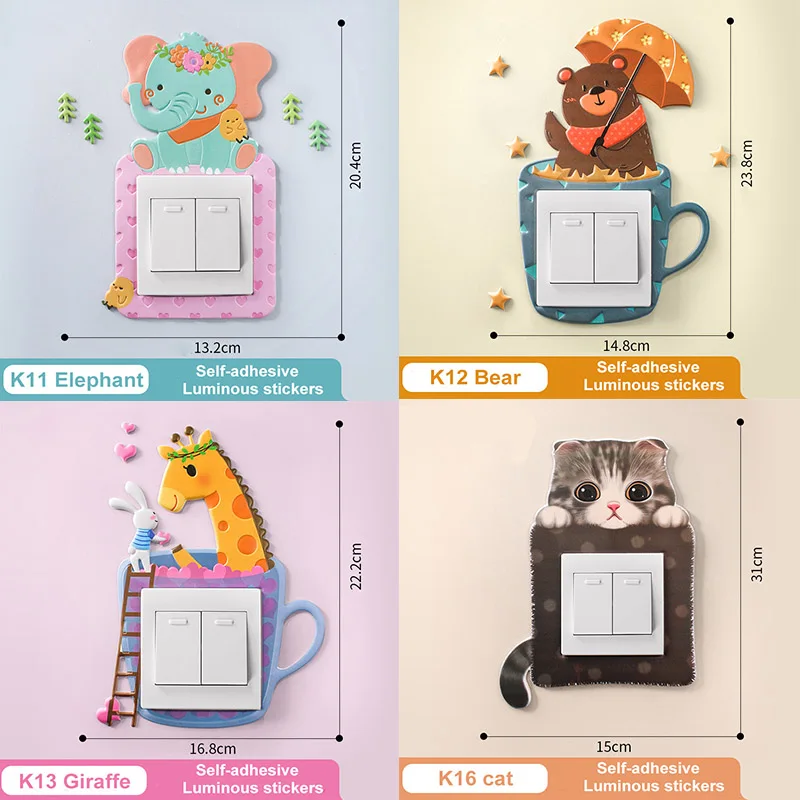 Cartoon Luminous Switch Sticker Wall DIY Decoration Fluorescent Glow in the Dark Livingroom Kids Room Switch Protective Cover
Cartoon Luminous Switch Sticker Wall DIY Decoration Fluorescent Glow in the Dark Livingroom Kids Room Switch Protective Cover