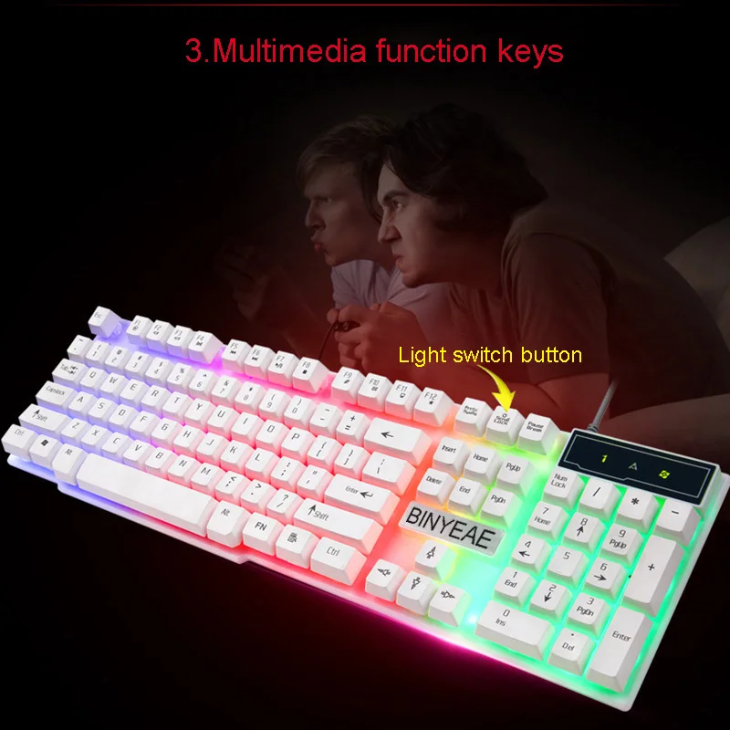 Горячая продажа английская подсветка игровая клавиатура Проводная Teclado Gamer