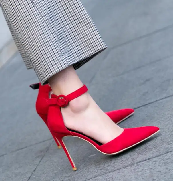 BONJEAN Woman Sexy High Heel Shoes pointed Toe Ankle Strap Cutouts Woman Pumps Wine Red Buckle Strap Stiletto Heels
BONJEAN Woman Sexy High Heel Shoes pointed Toe Ankle Strap Cutouts Woman Pumps Wine Red Buckle Strap Stiletto Heels
