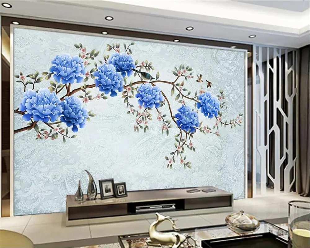Beibehang Custom wallpaper blue and white porcelain hand-painted brush flower bird new Chinese simple TV background 3d wallpaper
Beibehang Custom wallpaper blue and white porcelain hand-painted brush flower bird new Chinese simple TV background 3d wallpaper