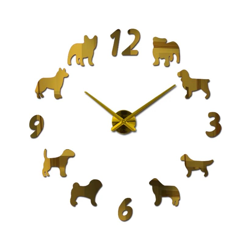 Quartz wall Clock Watch Wall Clocks Horloge 3d Dog pattern Acrylic Mirror Stickers modernHome Decoration Living Room
Quartz wall Clock Watch Wall Clocks Horloge 3d Dog pattern Acrylic Mirror Stickers modernHome Decoration Living Room