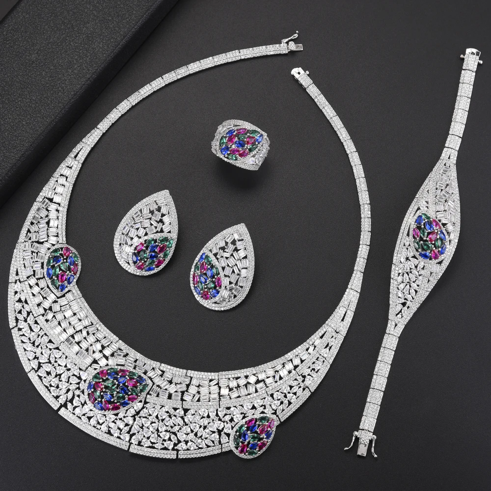 LARRAURI 4PCS African Women Wedding Jewelry Sets Luxury Multicolor Cubic Zircon Crystal CZ Engagement DUBAI Bridal Jewelry Sets
LARRAURI 4PCS African Women Wedding Jewelry Sets Luxury Multicolor Cubic Zircon Crystal CZ Engagement DUBAI Bridal Jewelry Sets
