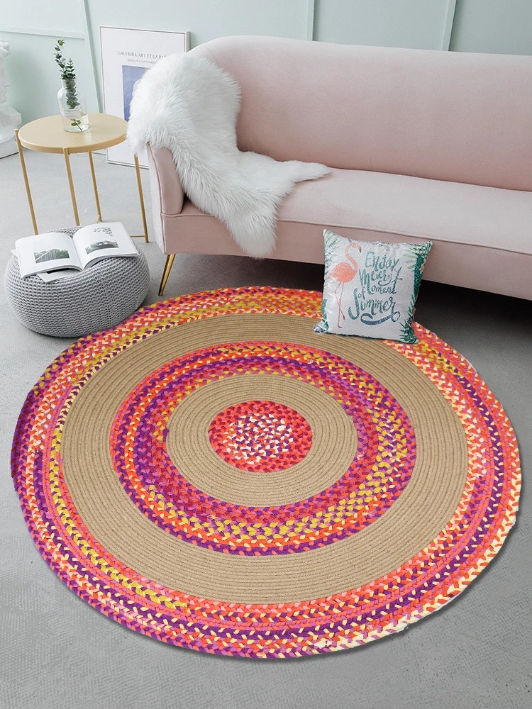 Jute & Cotton Multi Chindi Braid Rug Hand Woven Reversible Round Carpet Handmade Braided Cotton Round Area Rug for Living Room
Jute & Cotton Multi Chindi Braid Rug Hand Woven Reversible Round Carpet Handmade Braided Cotton Round Area Rug for Living Room