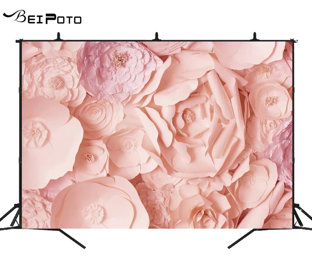 Фон BEIPOTO для фотосъемки новорожденных с изображением розового цветка из бумаги