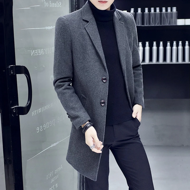 High quality turn down collar single breasted wool coats outerwear men 2019 new fashion smart casual woolen jacket male trench
High quality turn down collar single breasted wool coats outerwear men 2019 new fashion smart casual woolen jacket male trench