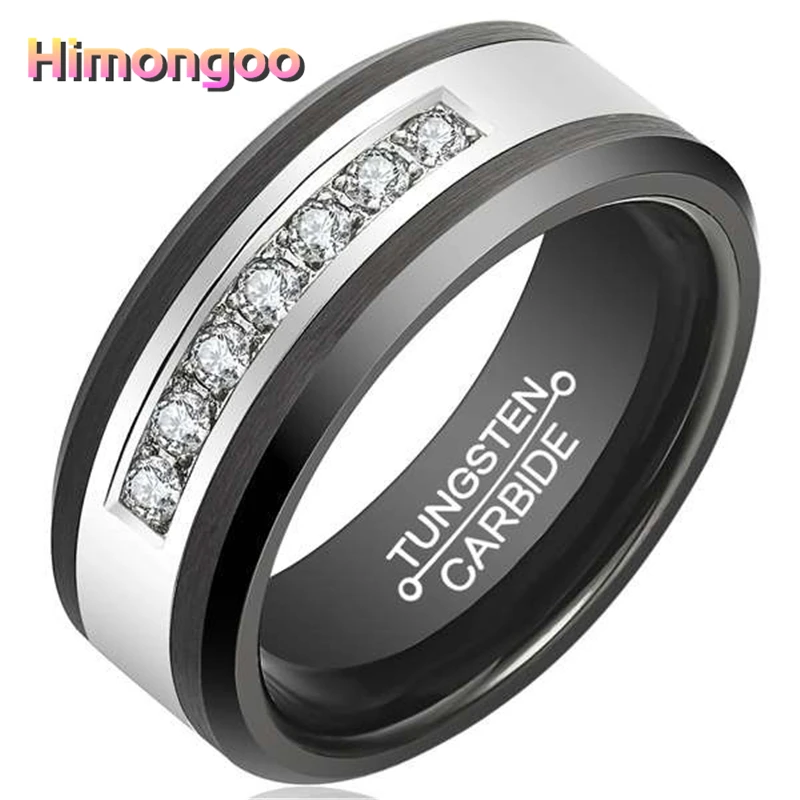 HIMONGOO 8MM Black Men's Tungsten Carbide Ring Wedding Band Inlay AAA White Zircon Engagement Anniversary Gift
HIMONGOO 8MM Black Men's Tungsten Carbide Ring Wedding Band Inlay AAA White Zircon Engagement Anniversary Gift