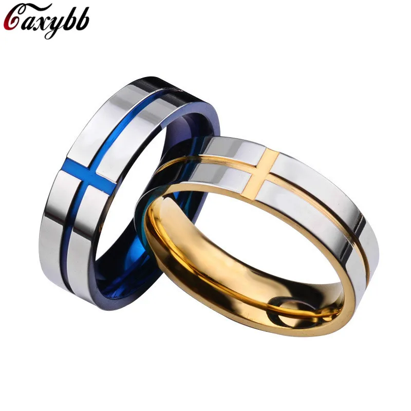 6mm Couples Rings Stainless Steel Blue Gold Cross Engagement Rings For Women Men Lovers Fashion Wedding Ring
6mm Couples Rings Stainless Steel Blue Gold Cross Engagement Rings For Women Men Lovers Fashion Wedding Ring