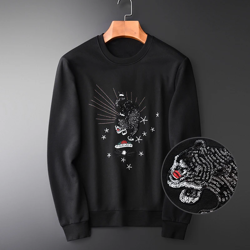Minglu Panther Embroidery Sweatshirts Men Luxury Handwork Sequin Round Collar Sweatshirts For Men Spring Autumn Sweatshirt Male
Minglu Panther Embroidery Sweatshirts Men Luxury Handwork Sequin Round Collar Sweatshirts For Men Spring Autumn Sweatshirt Male