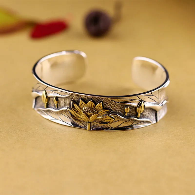 Ethnic High Quality Authentic 999 Sterling Silver Buddhist Lotus Heart Bangle & Bracelet Luxury Jewelry
Ethnic High Quality Authentic 999 Sterling Silver Buddhist Lotus Heart Bangle & Bracelet Luxury Jewelry