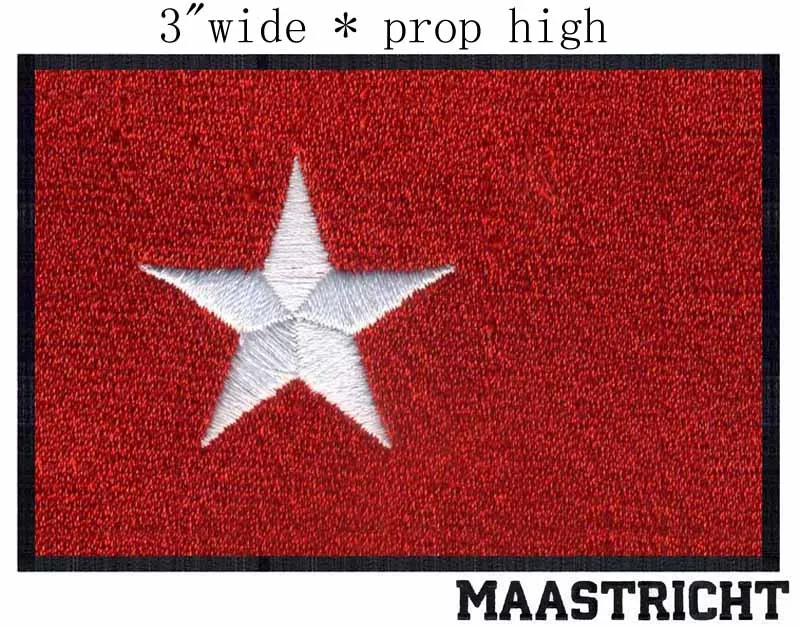 

Маастрихт, флаг Нидерландов 3,0 "широкая вышивка патч для красной ткани/белая звезда/квадратные границы
