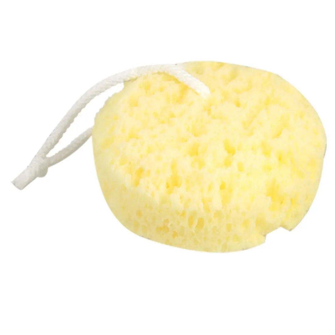 Желтая круглая губка для душа мягкая подвесная петля|bath sponge|sponge bodyshower body sponge |