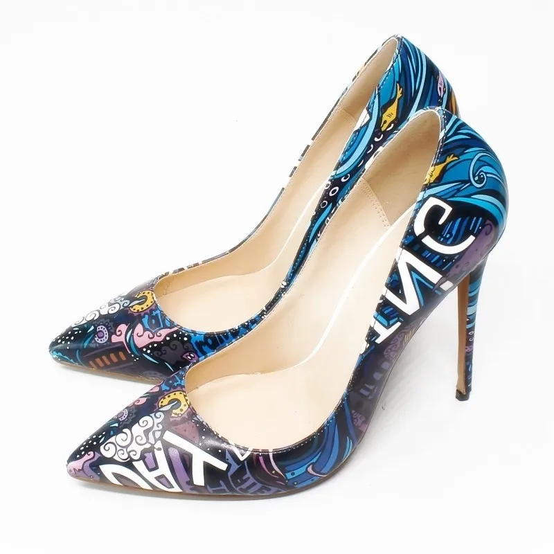 New 12cm High Heels Women Shoes Pointed Toe Elegant Pumps Printing Green Blue Thin Heel Shoes For Work Office Lady C013A
New 12cm High Heels Women Shoes Pointed Toe Elegant Pumps Printing Green Blue Thin Heel Shoes For Work Office Lady C013A