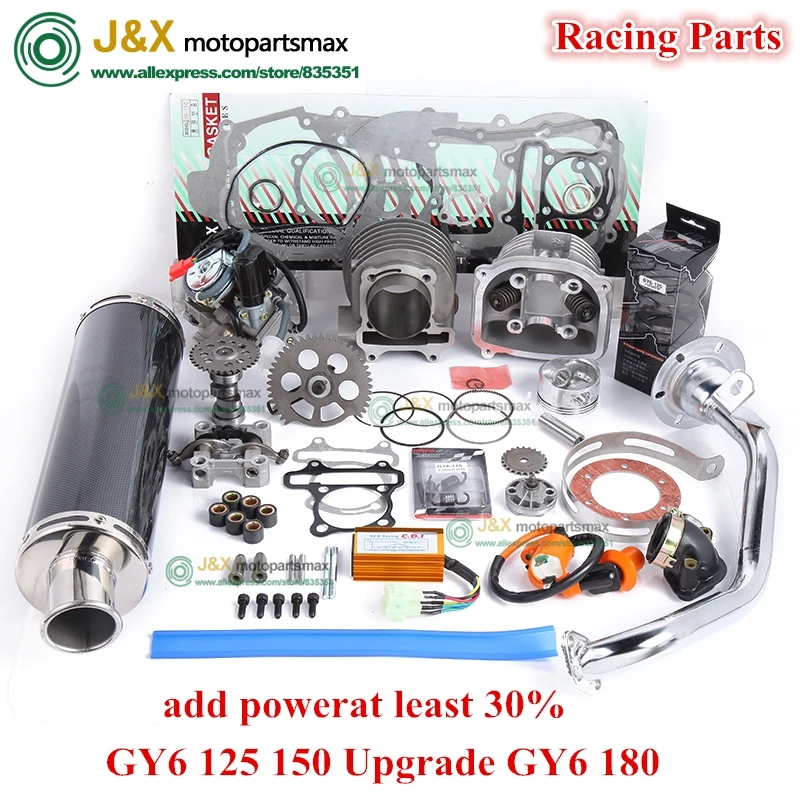 GY6 125 150 uprade GY6 180cc 4 STROKE bore 58.5MM CYLINDER KIT Racing A14 Camshaft carburetor CDI COIL Exhaust
GY6 125 150 uprade GY6 180cc 4 STROKE bore 58.5MM CYLINDER KIT Racing A14 Camshaft carburetor CDI COIL Exhaust