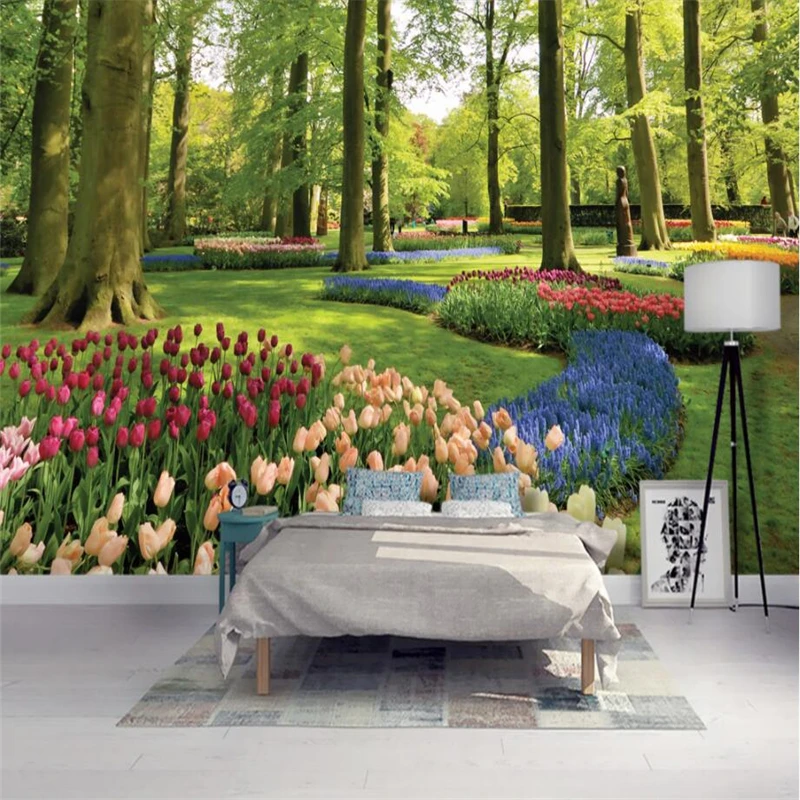 beibehang Custom 3d wall paper murals bedroom living room fashion park landscape woods flowers tulips wallpaper home decoration
beibehang Custom 3d wall paper murals bedroom living room fashion park landscape woods flowers tulips wallpaper home decoration