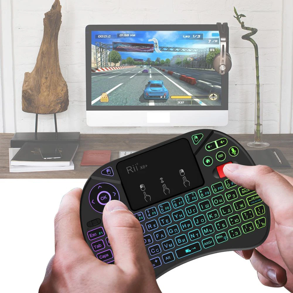 Russian 2.4GHz Mini Wireless Keyboard with Touchpad voice search changeable color LED Backlit Rechargable Li-ion Battery
Russian 2.4GHz Mini Wireless Keyboard with Touchpad voice search changeable color LED Backlit Rechargable Li-ion Battery