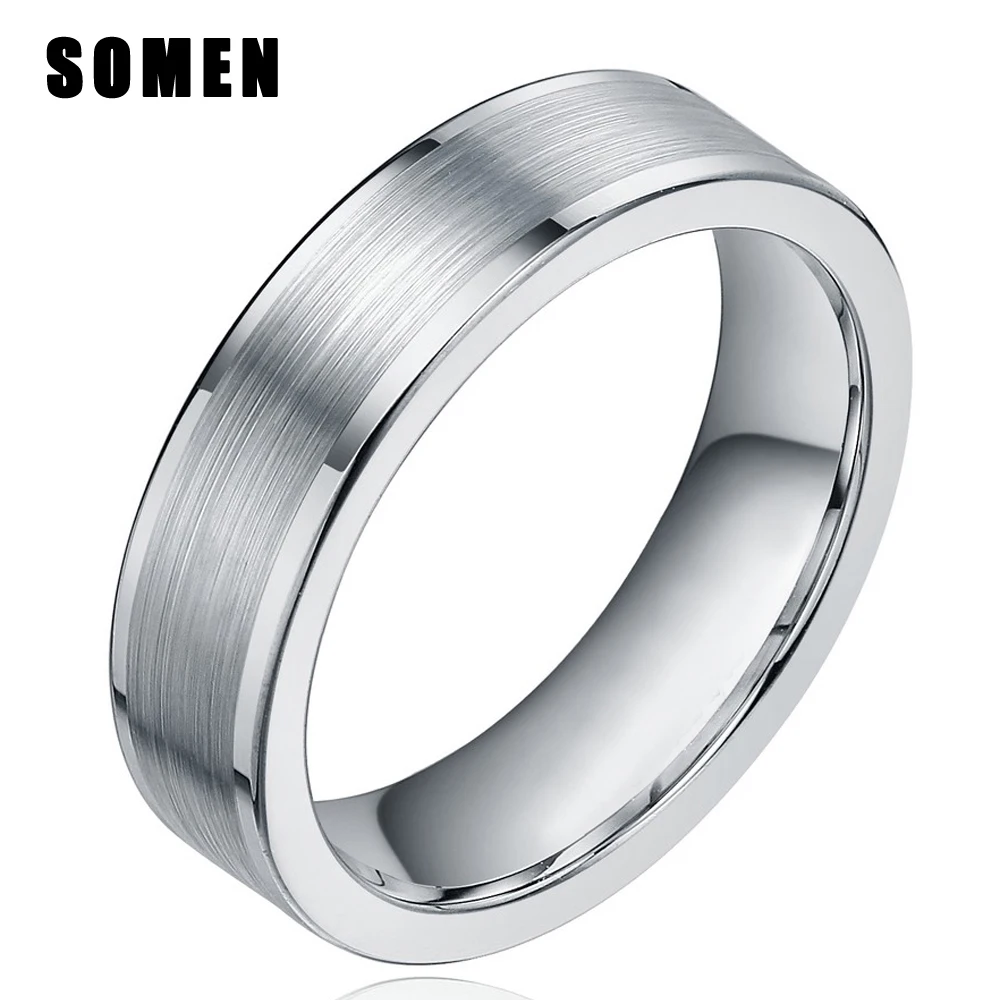 SOMEN 6mm Silver Color Tungsten Carbide Rings Women Flat Polished Brushed Finish Wedding Band Men Engagement Ring Female Jewelry
SOMEN 6mm Silver Color Tungsten Carbide Rings Women Flat Polished Brushed Finish Wedding Band Men Engagement Ring Female Jewelry