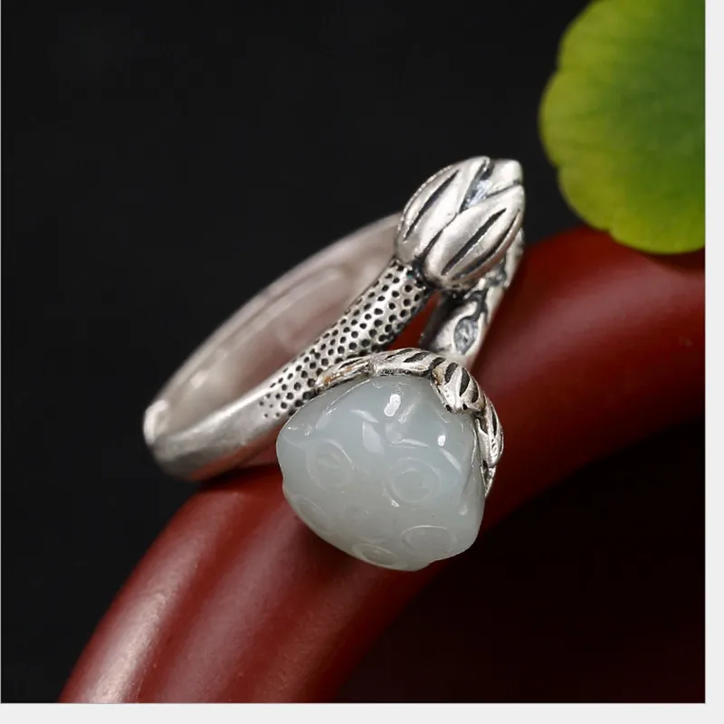 Uglyless Real 990 Fine Silver Natural Hetian White Jade Lotus Open Rings Women Engraved Handmade Bud Floral Ring Ethnic Jewelry
Uglyless Real 990 Fine Silver Natural Hetian White Jade Lotus Open Rings Women Engraved Handmade Bud Floral Ring Ethnic Jewelry