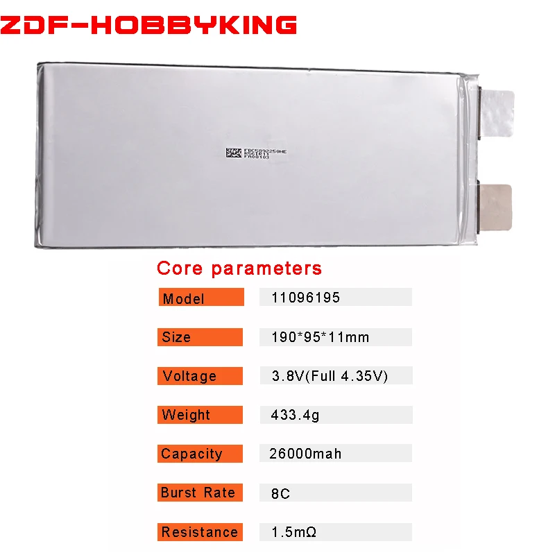 ZDF Lipo Батарея ячейки 3 8 В 4 35 26000 мАч 8C высокое Напряжение для DIY 2 S 4S 6 RC Heliopter самолет