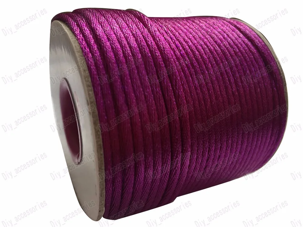

1.5mm Dk Purple Rattail Satin Nylon Cord Chinese Knot Beading Cord+Macrame Rope Bracelet Cords Accessories 80m/roll