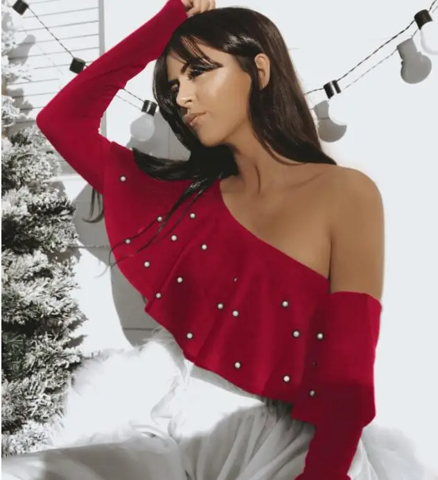 Summer Women Long Sleeve Tshirt Sexy oblique shoulder Ruffle Beaded Tops Female Fashion Casual Tees Plus Size S-2XL
Summer Women Long Sleeve Tshirt Sexy oblique shoulder Ruffle Beaded Tops Female Fashion Casual Tees Plus Size S-2XL