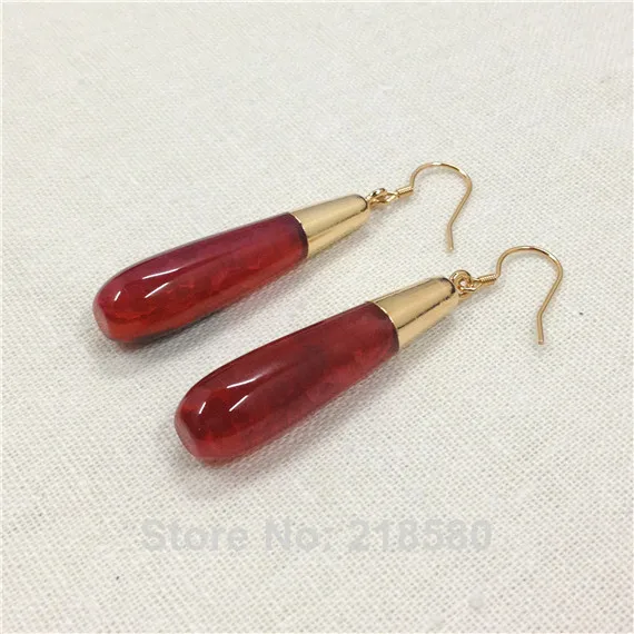 H-CE31 Corn Shape Healing Crystal Red Dragon Agat Dangle Earrings Gold Color
H-CE31 Corn Shape Healing Crystal Red Dragon Agat Dangle Earrings Gold Color