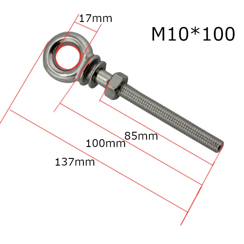 316 Stainless Marine lifting eye bolts lift eye Heavy Lifting Long Eye Bolt Ring Screw Loop Hole for Cable Rope 2pcs M10x100mm
316 Stainless Marine lifting eye bolts lift eye Heavy Lifting Long Eye Bolt Ring Screw Loop Hole for Cable Rope 2pcs M10x100mm