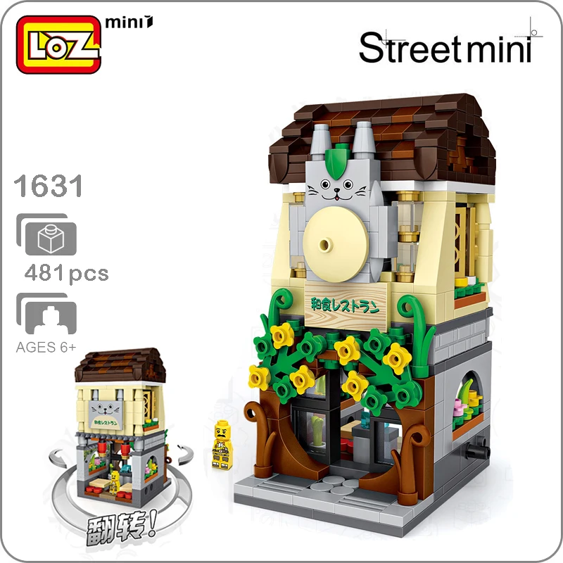 LOZ City Street серия 1631 Японский магазин еды Ресторан 3D модель 481 шт DIY Мини блоки