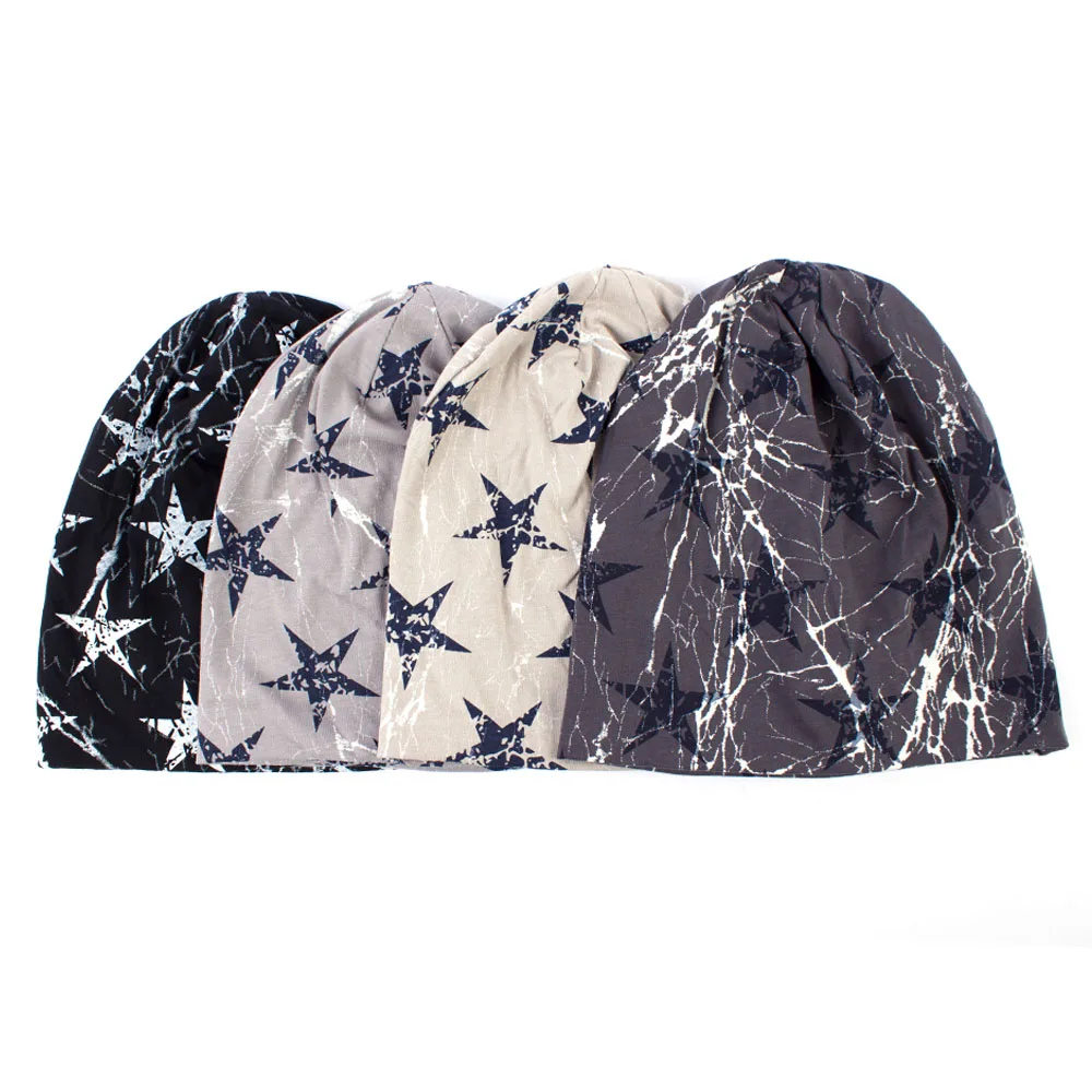 Geebro Women Knitted Star Print Beanies Hat Autumn Cap Solid Color Hip-hop Slouch Hats Unisex Skullies chapeu feminino DQ407M | Аксессуары