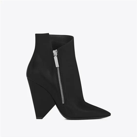 Spring Women New 100% Genuine Leather Pointed Toe Spike Heels Zip Asymmetric Ankle Boots Hot Short Booties Girls Botas Lady
Spring Women New 100% Genuine Leather Pointed Toe Spike Heels Zip Asymmetric Ankle Boots Hot Short Booties Girls Botas Lady