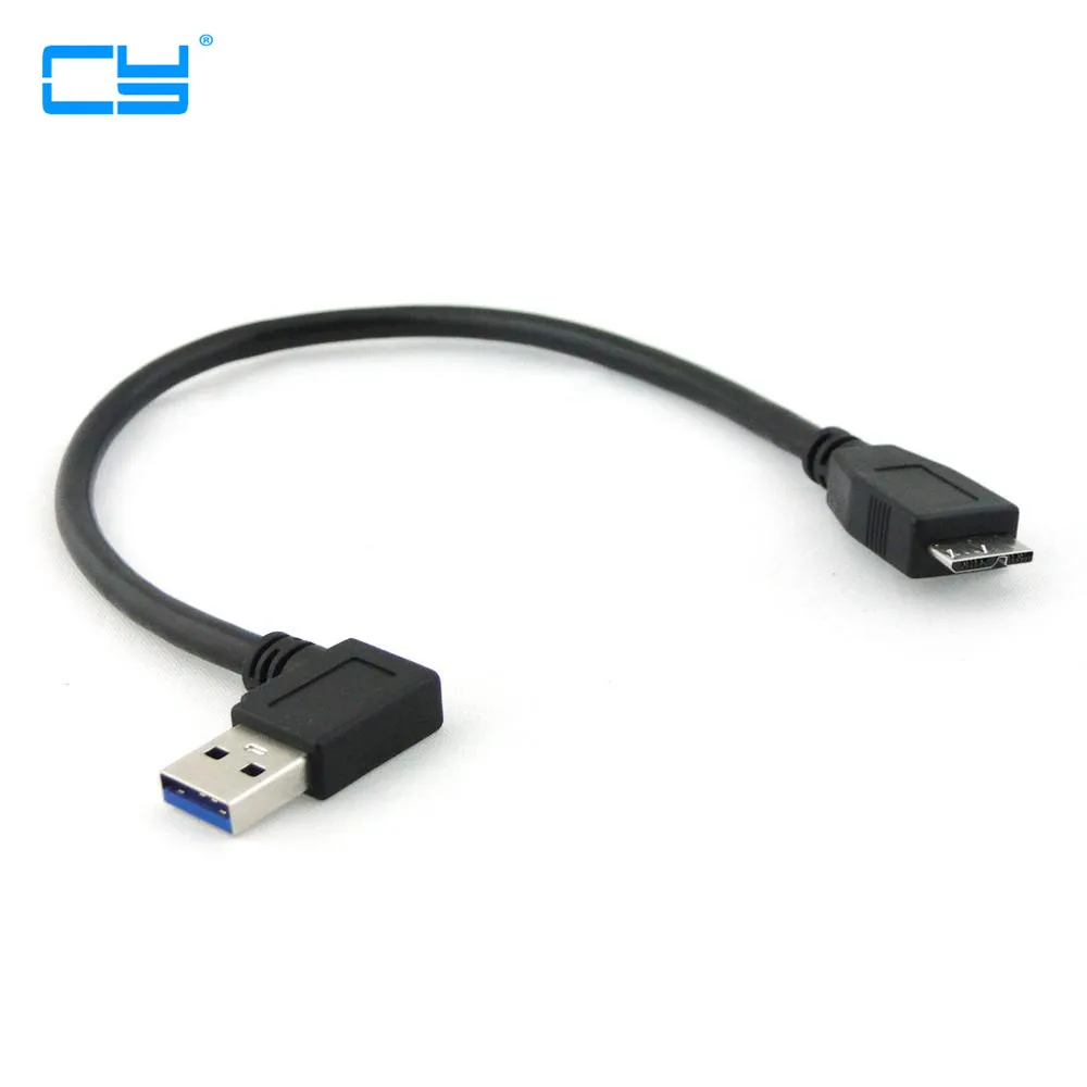 Black 90 Degree Right & Left Angled USB 3.0 Type A Male to Micro B Male cable 25cm
Black 90 Degree Right & Left Angled USB 3.0 Type A Male to Micro B Male cable 25cm