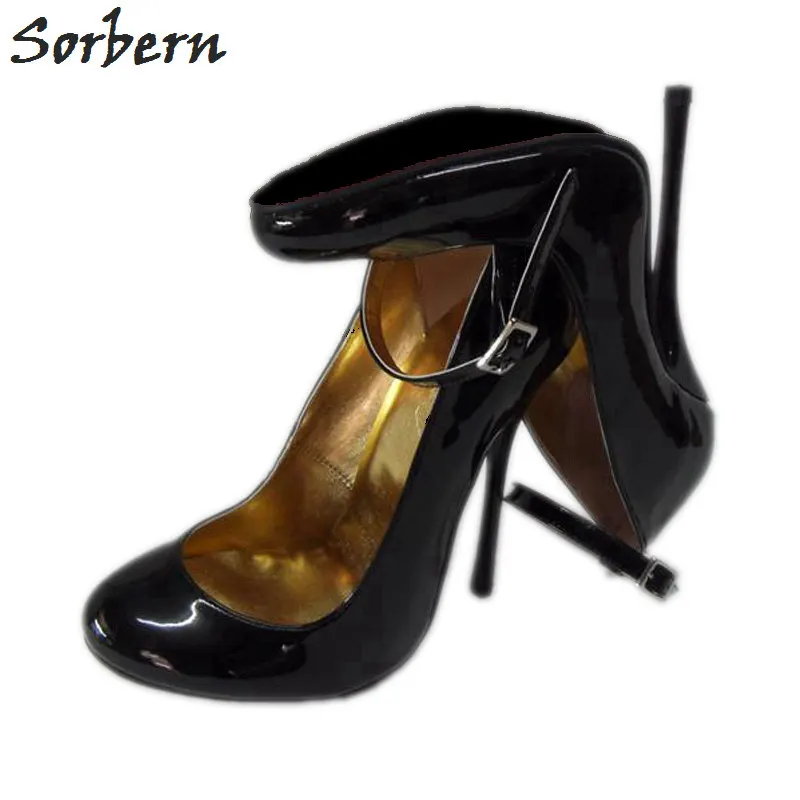 

Sorbern 12Cm 14Cm Thin Metal High Heels Women Pumps Ankle Straps Round Toe Sexy Stilettos Night Club Party Shoes Size 34-52