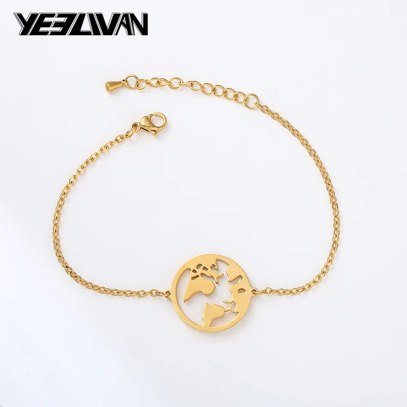 Non Fading Rose Gold Silver Color World Map Bracelets & Bangles Stainless Steel Jewelry for Women Simple Round Chain Bracelet
Non Fading Rose Gold Silver Color World Map Bracelets & Bangles Stainless Steel Jewelry for Women Simple Round Chain Bracelet