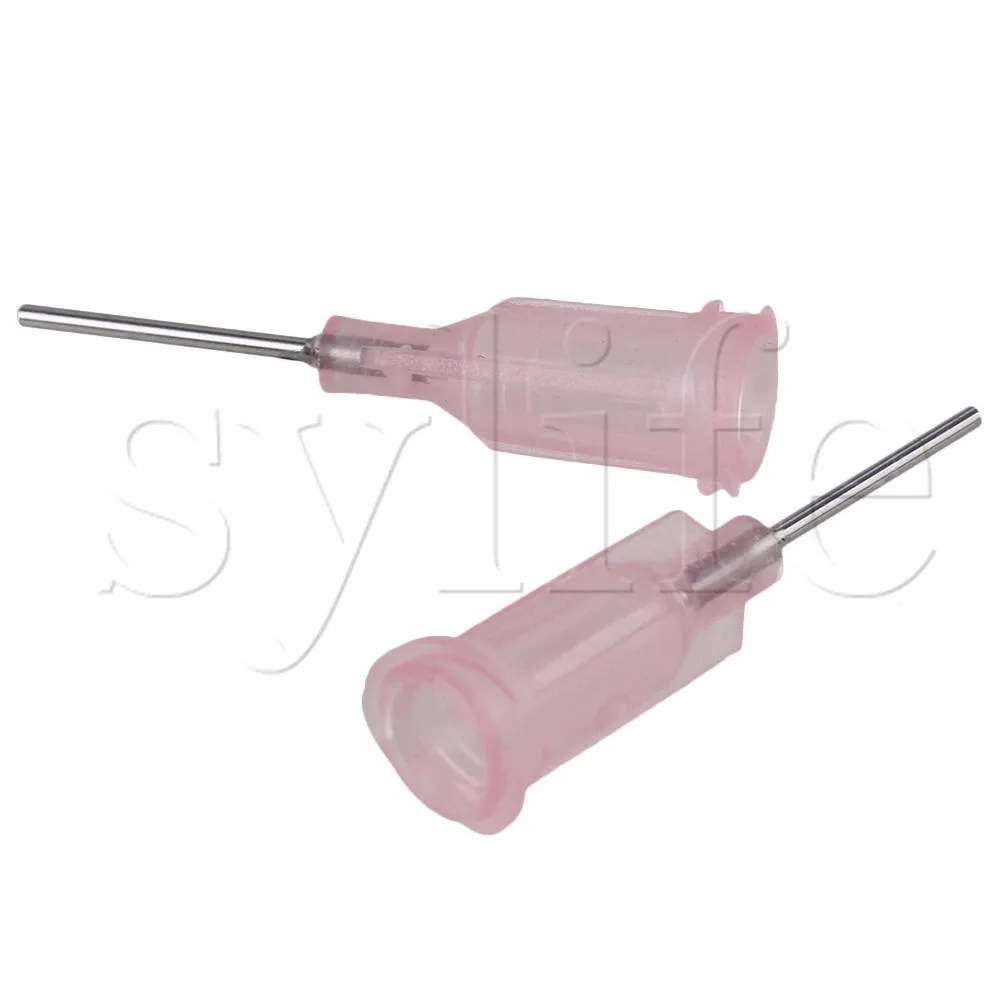 100PCS Pink Spiral Connector Blunt Steel Needle 20Ga 1/2 inch