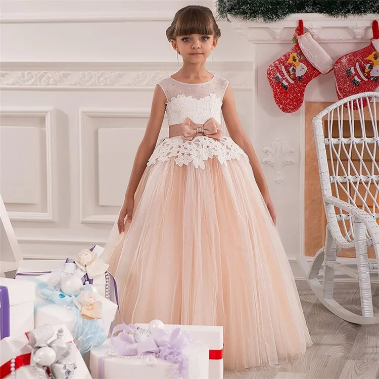 Flower Girl Dresses With Bow Beaded Crystal Lace Up Applique a-line First Communion Dress for Girls Customized Vestidos Longo
Flower Girl Dresses With Bow Beaded Crystal Lace Up Applique a-line First Communion Dress for Girls Customized Vestidos Longo