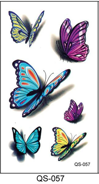 Waterproof Temporary Tattoo Sticker 3D Butterfly Color flash trendy tattoo small neck hand arm shoulder fake QS057 | Красота и