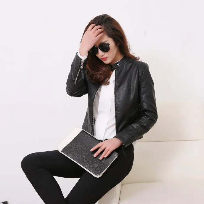 European Style Women O Neck Pu Leather Jacket Short New Fashion Motorcycle Faux Leather Jacket Slim Biker Coat Basic Jacket
European Style Women O Neck Pu Leather Jacket Short New Fashion Motorcycle Faux Leather Jacket Slim Biker Coat Basic Jacket