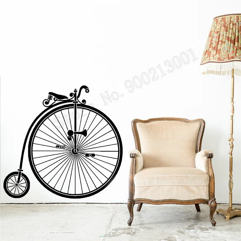 Wall Sticker Penny Farthing Decoration Vinyl Art Removeable Poster Bike Mural Retro Room Beautiful Ornament LY677 | Дом и сад