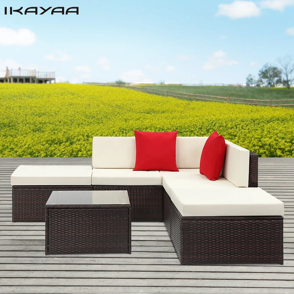 6 шт. набор мебели для сада iKayaa из ротанга с подушкой|patio furniture set|outdoor patiopatio |