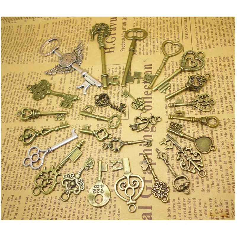 40pcs Retro Antique Bronze Key Different Style Creative Decorative DIY Keys Pendant Jewelry Accessories Home Decoration Parts
40pcs Retro Antique Bronze Key Different Style Creative Decorative DIY Keys Pendant Jewelry Accessories Home Decoration Parts