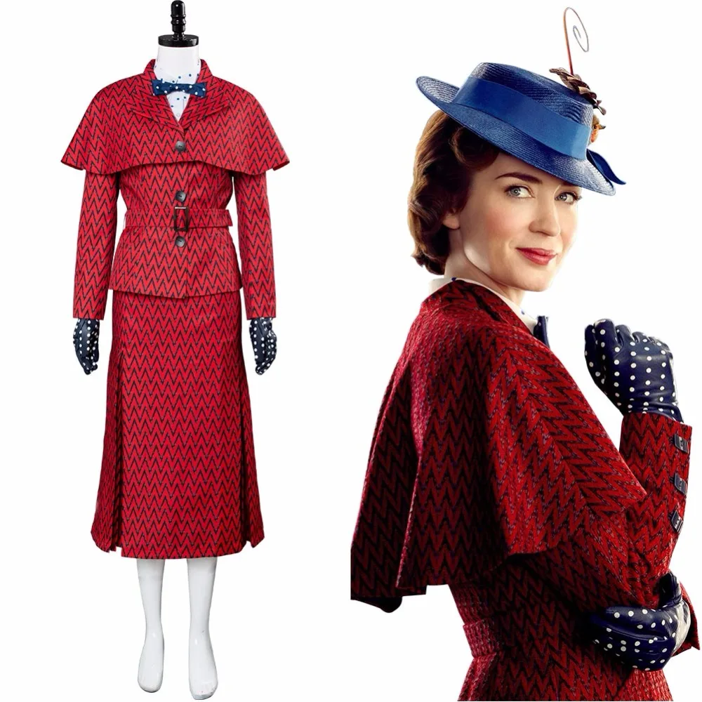 Mary Cosplay Poppins Returns Costume Red Suit Dress Hat Girls Women Adult Halloween Christmas Costume Full Set
Mary Cosplay Poppins Returns Costume Red Suit Dress Hat Girls Women Adult Halloween Christmas Costume Full Set