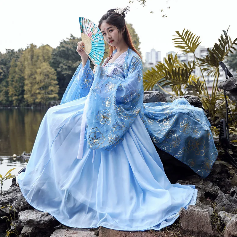 Blue Hanfu Women Chinese Traditional Dance Costume Oriental Festival Outfit Fairy Dress Folk Stage Performance Clothes DF1006
Blue Hanfu Women Chinese Traditional Dance Costume Oriental Festival Outfit Fairy Dress Folk Stage Performance Clothes DF1006
