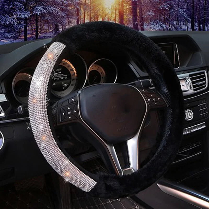 New Winter Warm Plush Fur Car Steering Wheel Cover Crystal Rhinestone Diamond Steering-Wheel Case For Women Girls Accessories
New Winter Warm Plush Fur Car Steering Wheel Cover Crystal Rhinestone Diamond Steering-Wheel Case For Women Girls Accessories