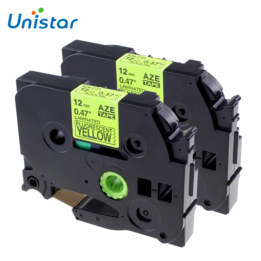 Unistar 2pcs TZe-C31 Compatible for Brother Label Tape 12mm Black on Yellow Fluorescent Label Ribbons for Brother TZ Tape C31
Unistar 2pcs TZe-C31 Compatible for Brother Label Tape 12mm Black on Yellow Fluorescent Label Ribbons for Brother TZ Tape C31