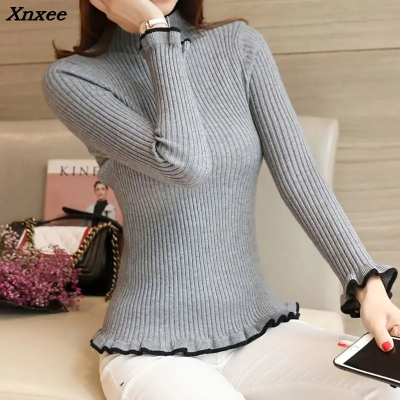 Xnxee 2018 new winter half Korean women's sweater slim turtle neck long sleeve Pullover flounce thick backing Xnxee
Xnxee 2018 new winter half Korean women's sweater slim turtle neck long sleeve Pullover flounce thick backing Xnxee