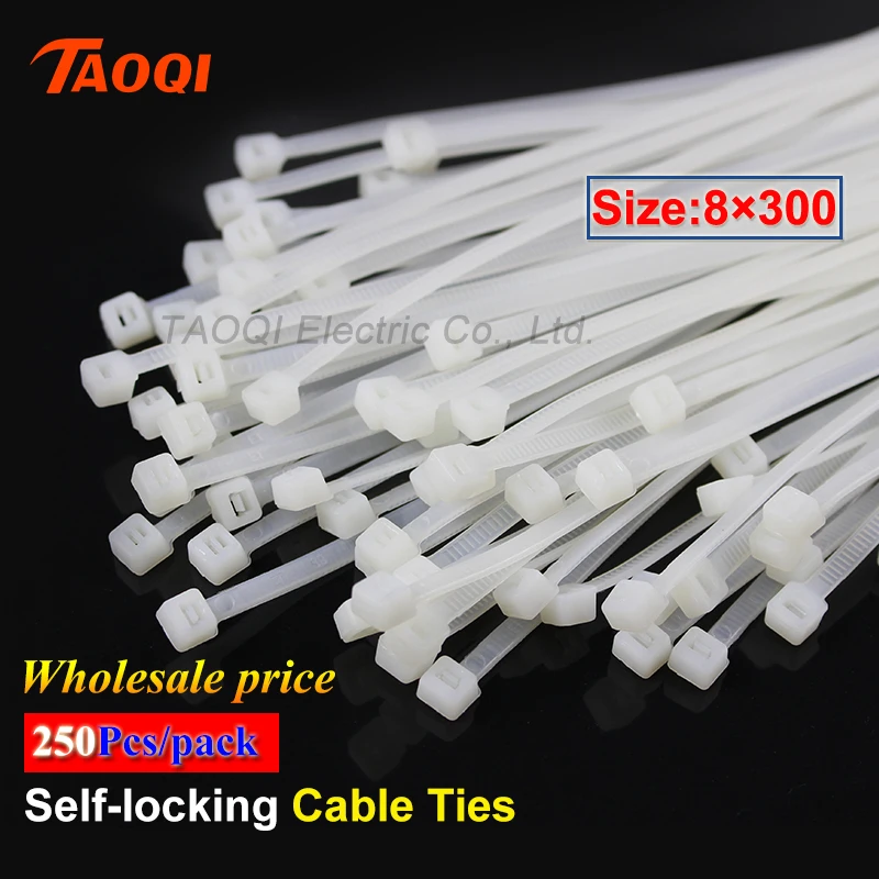 250Pcs/pack 8*300mm Nylon Cable Ties 5.1mm width Self-locking Plastic Nylon Fasten Wire Zip Tie wholesale price
250Pcs/pack 8*300mm Nylon Cable Ties 5.1mm width Self-locking Plastic Nylon Fasten Wire Zip Tie wholesale price